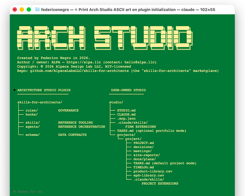Arch Studio — a terminal-first agentic studio for architecture practice